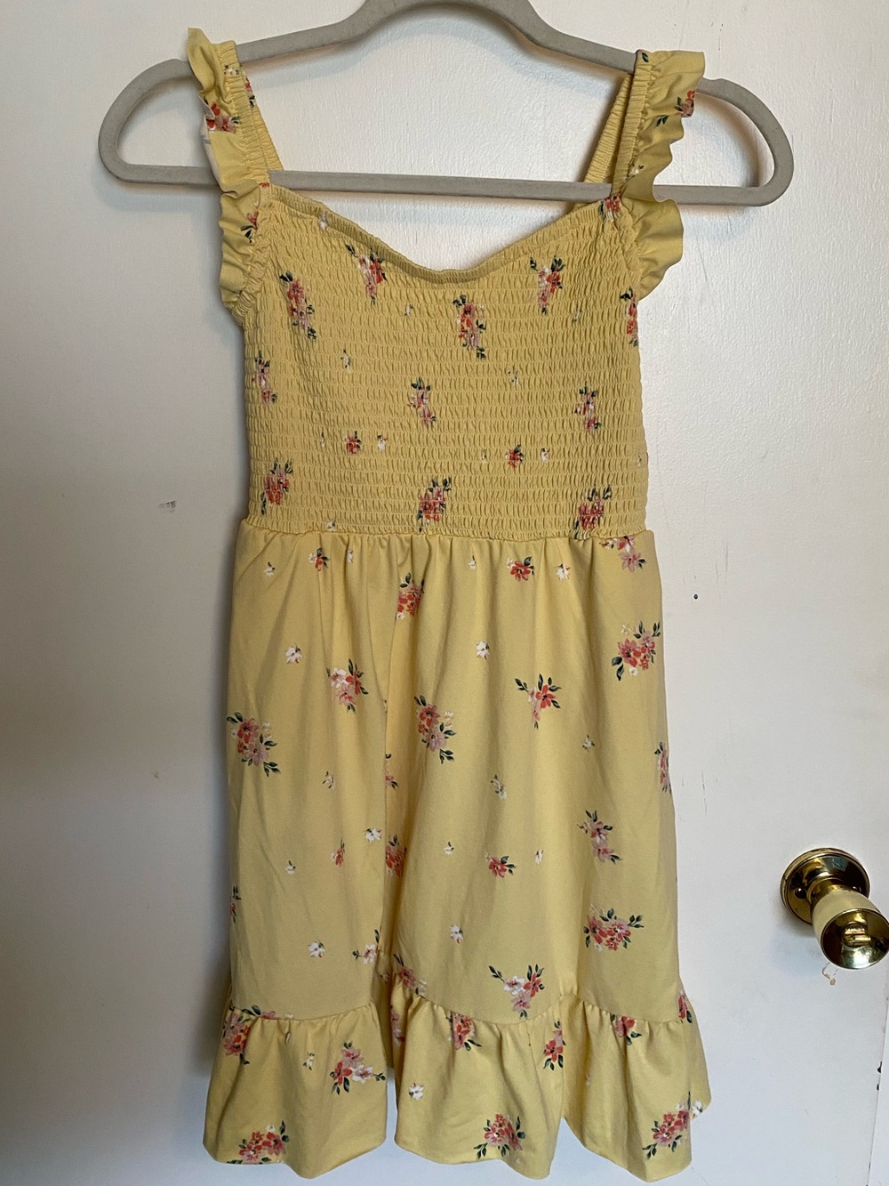 Girls Yellow Floral Smocked Sundress